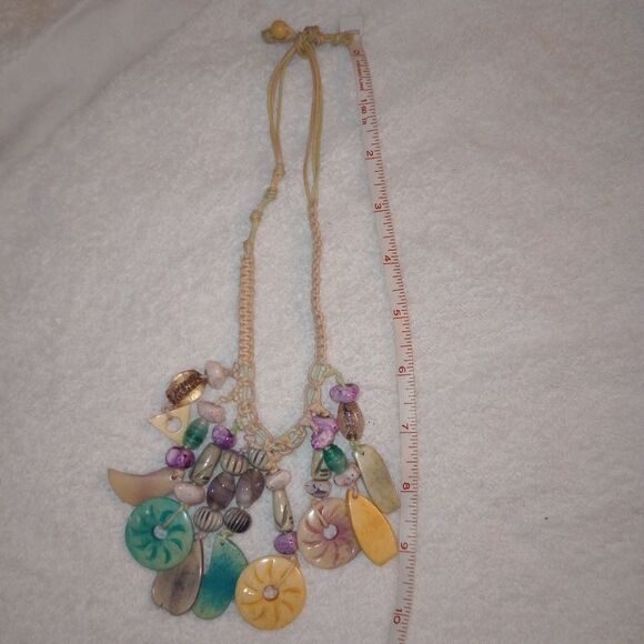 🆕📿 Vintage Macrame Quartz Stone Necklace - Boho, Unique - Picture 3 of 4